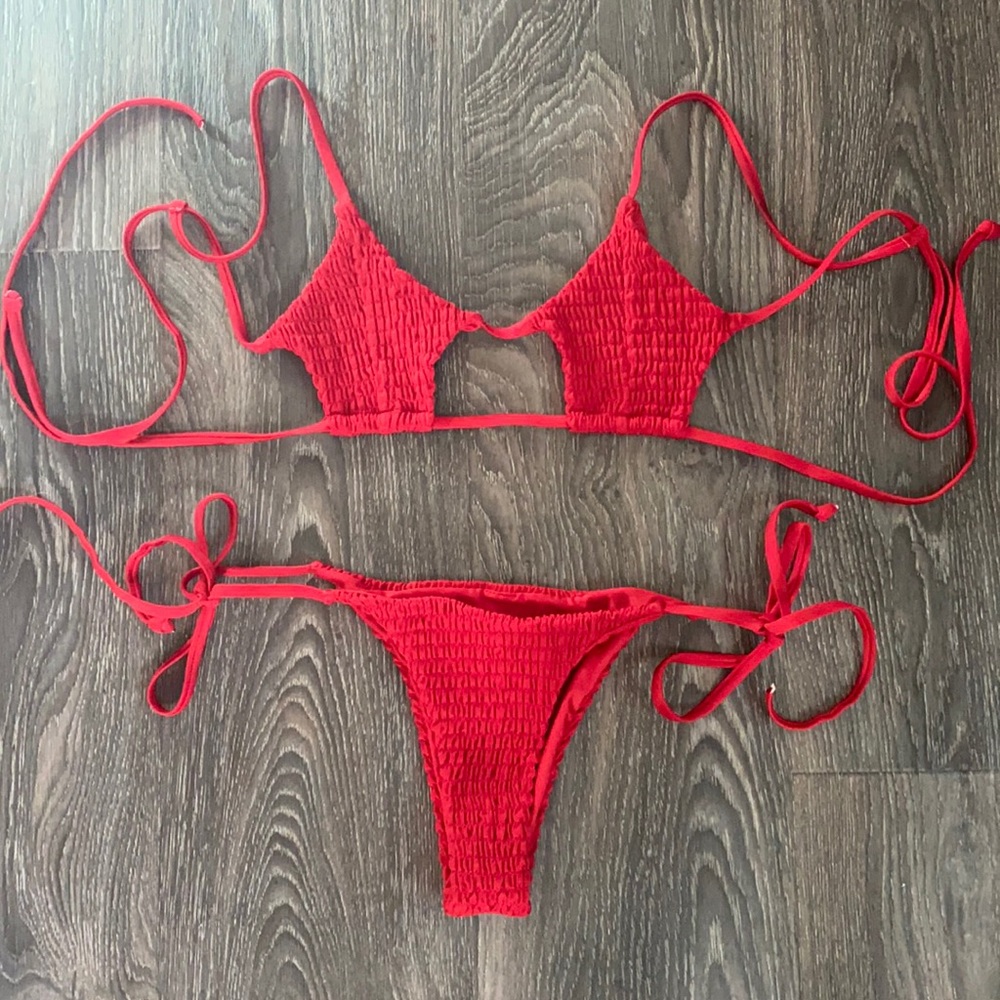 Red Cutout Bikini Set